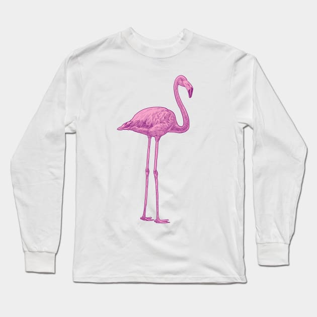 Pink flamingo Long Sleeve T-Shirt by StefanAlfonso